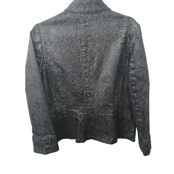 E39 By Eric Blk Silver Snake Print Leather Look Jacket Chrystal Details Zipper M - Picture 8 of 10